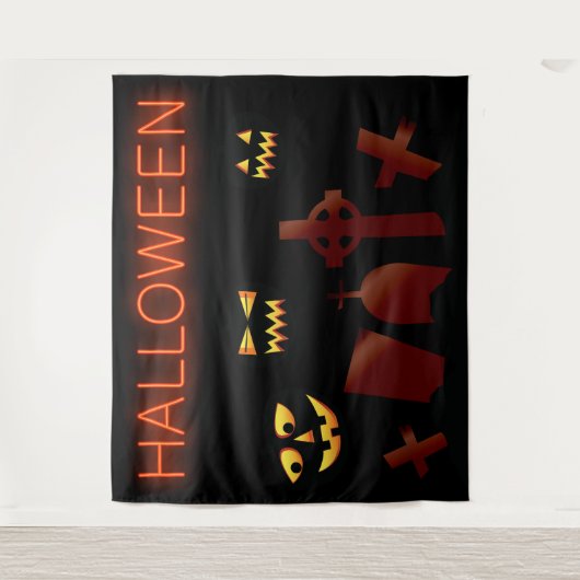 墓地不気味墓地ハロウィーン不気味な目 タペストリー (正面)