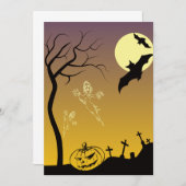 墓地幽霊のよく出るハロウィーンシーン、ハロウィン サンキューカード (正面/裏面)