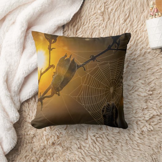 墓地幽霊のよく出る枕のクモの巣 クッション (ブランケット)