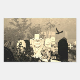 墓地幽霊のよく出る長方形シール 長方形シール