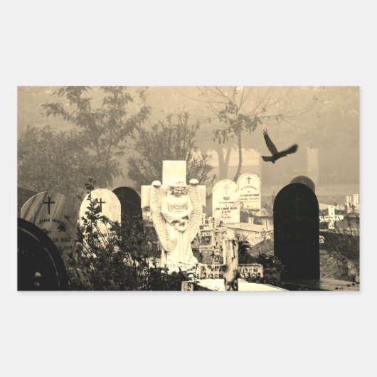 墓地幽霊のよく出る長方形シール 長方形シール (正面)