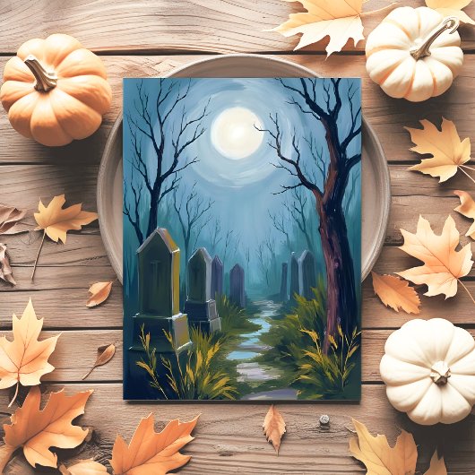 墓地幽霊のよく出る | ハロウィン不気味絵を描ズ シーズンポストカード
