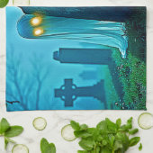 墓地幽霊不気味な視線 キッチンタオル (折り畳み)