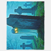 墓地幽霊不気味な視線 フリースブランケット (正面)