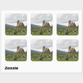 墓地、ノルウェー広場ステッカー付きステーブ教会 スクエアシール (シート)