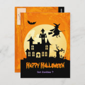 墓地-ハロウィンの月光のお化け屋敷 ポストカード (正面/裏面)