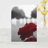 墓地&レッドローズ – メモリアルデー カード (黄色い花)