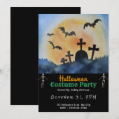 墓地 墓 グレイヴス 満月 ブラック ハロウィン フルムーン 闇 黒いハロウィン 招待状 (正面/裏面)