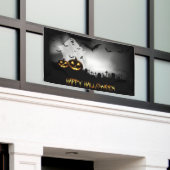 墓地、幽霊、カボチャ、こうもりハロウィン 横断幕 (ビルの外側)