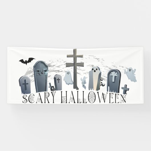 墓場に集うゴーストのハロウィン 横断幕 (横)
