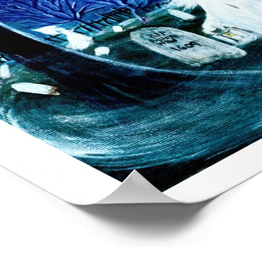 墓場のハロウィン幽霊「花々の後を見上げる」 ポスター (角)