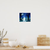 墓場のハロウィン幽霊「花々の後を見上げる」 ポスター (キッチン)