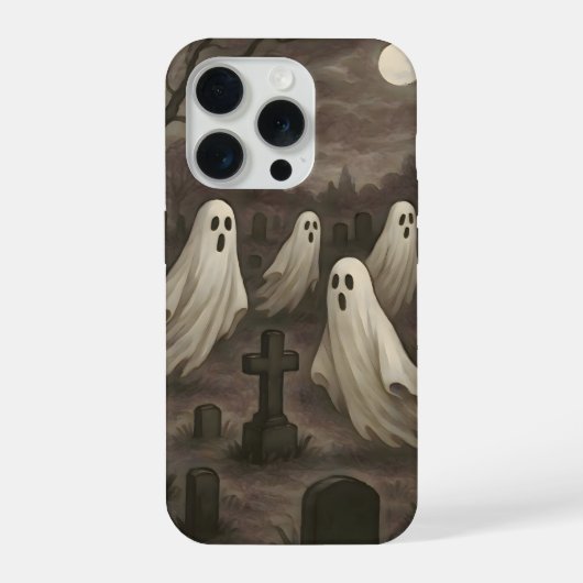 墓場の満月下の四つの幽霊 iPhoneケース (裏面)
