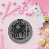 墓場の誓い ブラック＆グレイ ゴシックウェディング ペーパープレート (パーティー)