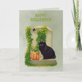 墓場の黒猫 ハロウィン カード