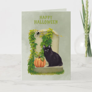 墓場の黒猫 ハロウィン カード