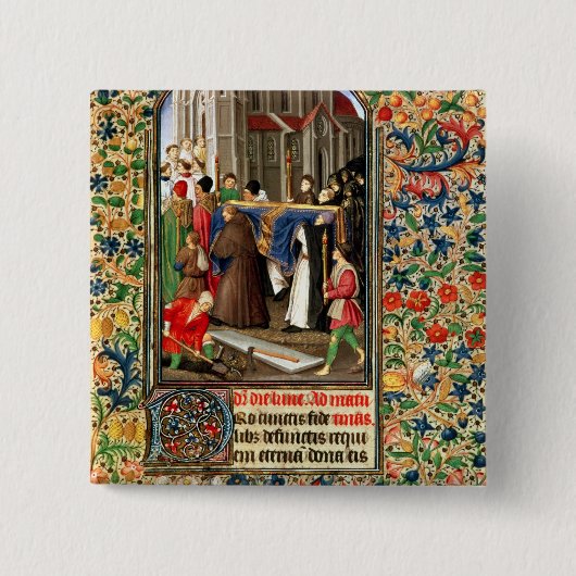 墓掘り作業者を持つ葬列 缶バッジ (正面)