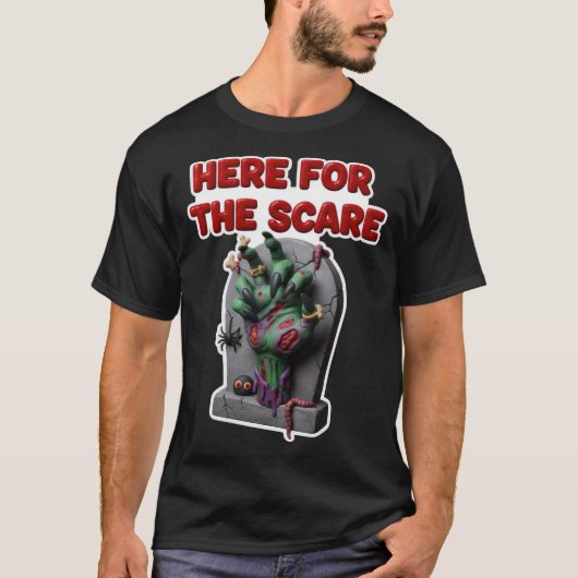 墓石から這い出る緑のゾンビの手 Tシャツ (正面)