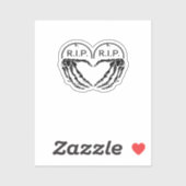 墓石で作られた裂け目のようなハート型のデザイン シール (シート)