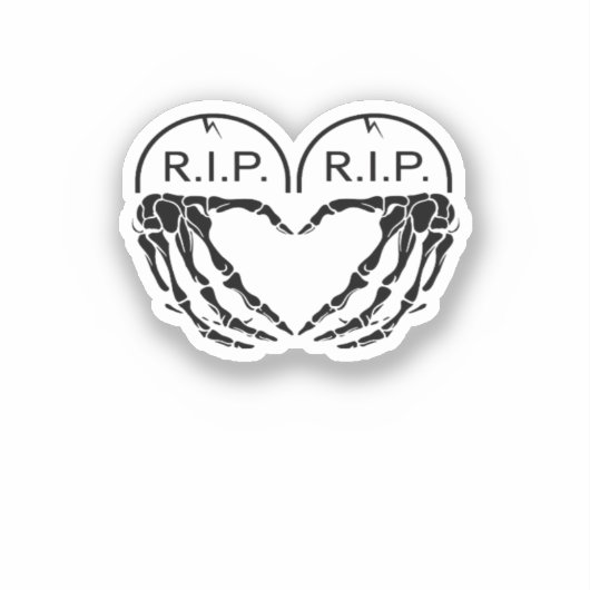 墓石で作られた裂け目のようなハート型のデザイン シール (正面)