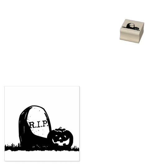 墓石とカボチャのイラストレーションアートスタンプ ラバースタンプ (押印)