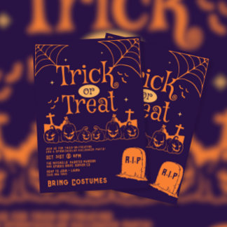 墓石とカボチャのハロウィンパーティー 招待状