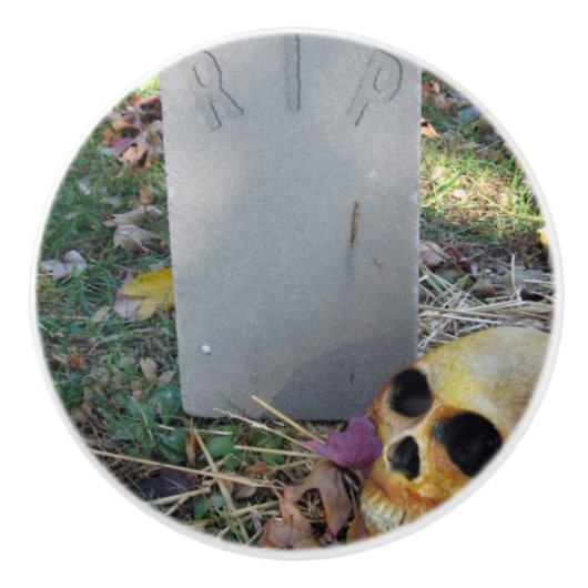 墓石とスカル セラミックノブ (正面)