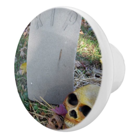 墓石とスカル セラミックノブ (右)