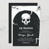 墓石と頭蓋骨 RIP 20代 30歳の誕生日 招待状 (正面/裏面)
