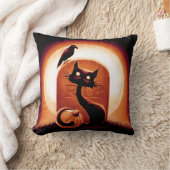 墓石に囲まれたダーピー・ハロウィーン猫 クッション (ブランケット)