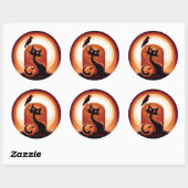 墓石に囲まれたダーピー・ハロウィーン猫 ラウンドシール (シート)