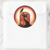 墓石に囲まれたダーピー・ハロウィーン猫 ラウンドシール (バッグ)