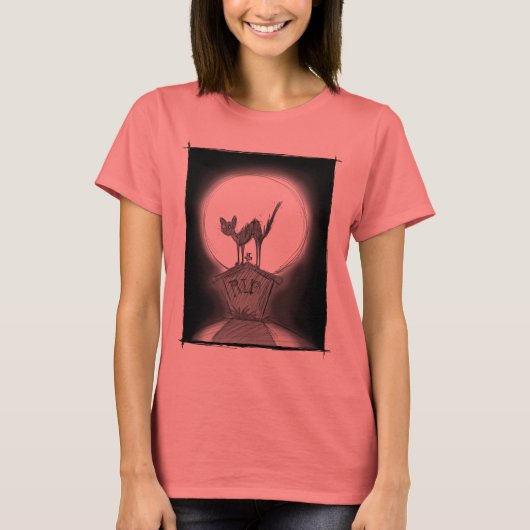 墓石の上の猫 Tシャツ (正面)
