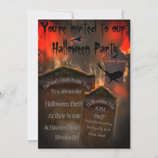 墓碑ブラックバードハゲワシの霧不気味状 招待状 (正面)