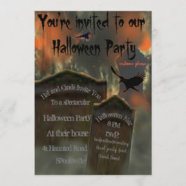 墓碑ブラックバードハゲワシの霧不気味状 招待状