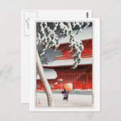 増上寺、川瀬巴水造成寺、河瀬蓮井、ウッドカット ポストカード (正面/裏面)