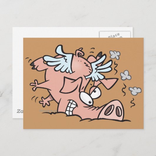 墜落おもしろいし飛んでいるた豚まんが ポストカード (正面/裏面)
