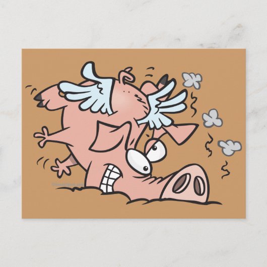 墜落おもしろいし飛んでいるた豚まんが ポストカード (正面)