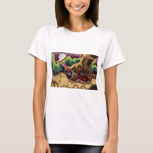 墜落した世界大戦戦闘機 Tシャツ (正面)