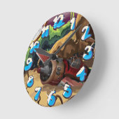 墜落した世界戦闘機 ラウンド壁時計 (傾斜)