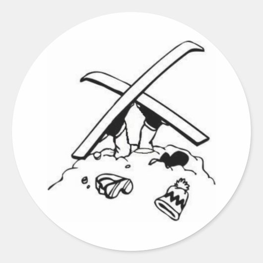 墜落スキーヤー ラウンドシール (正面)