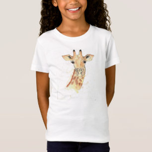 墨と水彩のキリン Tシャツ