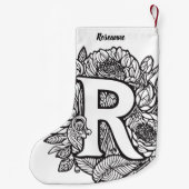 墨パーソナライズされた入れ花 スモールクリスマスストッキング (裏面)