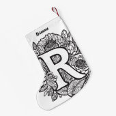 墨パーソナライズされた入れ花 スモールクリスマスストッキング (裏面 (吊り時))
