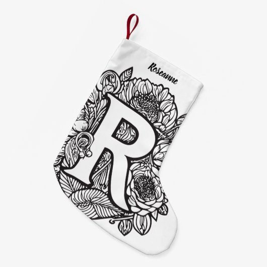 墨パーソナライズされた入れ花 スモールクリスマスストッキング (正面 (吊り時))