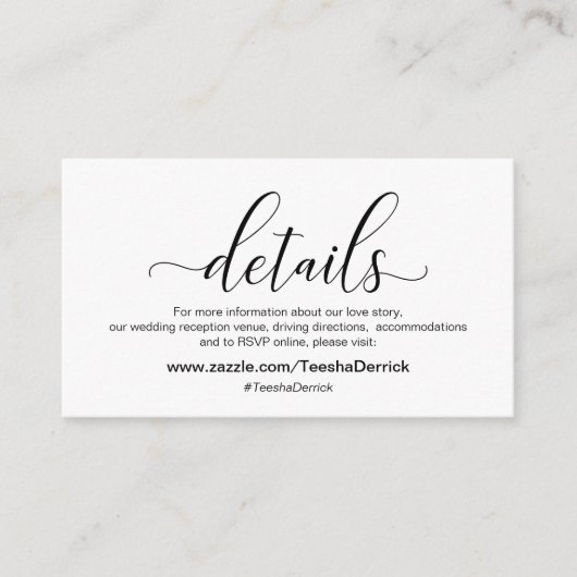 墨モダン書結婚詳細 エンクロージャーカード (正面)