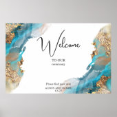 墨出しインクターコイズと金ゴールド ポスター (正面)