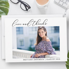 墨書愛と写真感謝していの卒業 サンキューカード