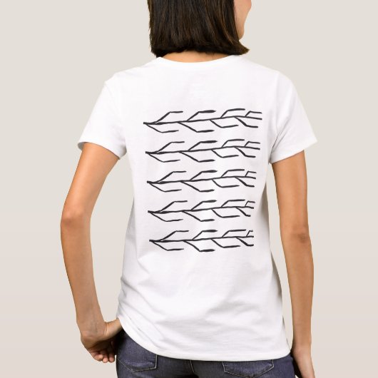 墨汁ストライプとループの女性向けTシャツ Tシャツ (裏面)
