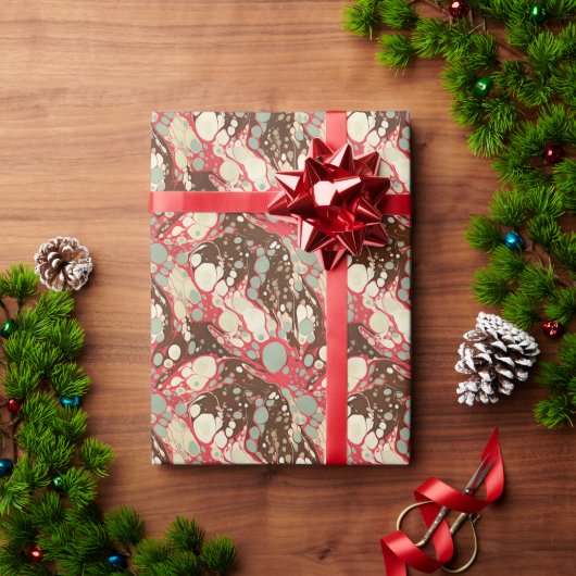 墨流し紙クラシックパタンピンク ラッピングペーパー (クリスマスギフト)